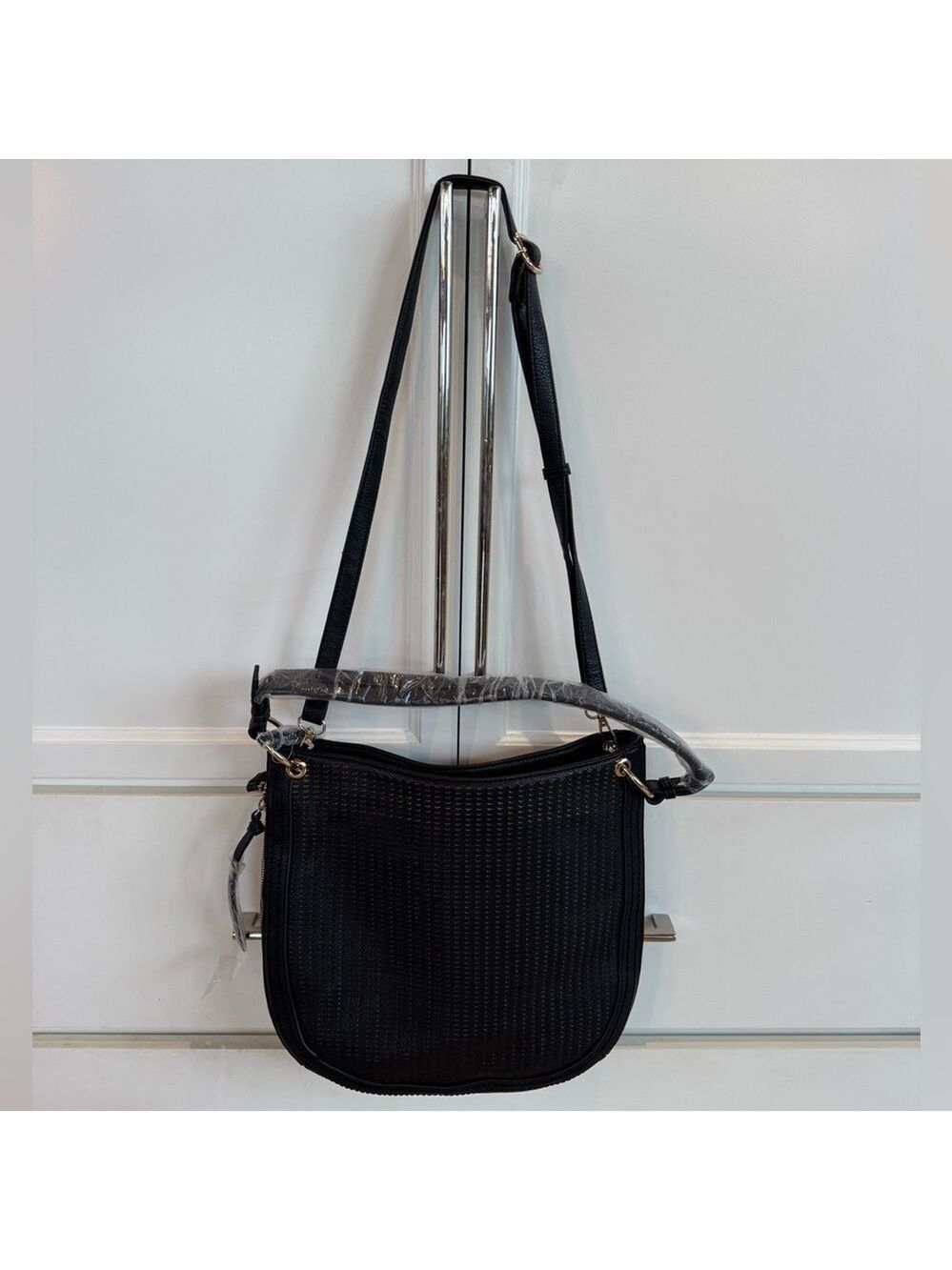 Unbranded Black Faux Leather Crossbody Bag Handbag With Tassel NWT